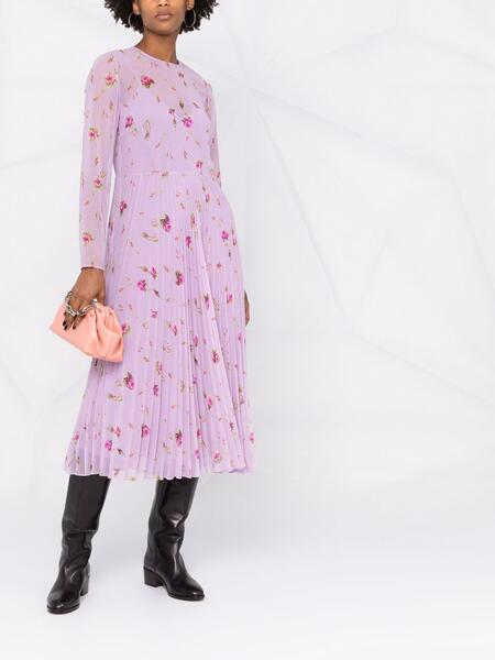 платье с цветочным принтом и плиссировкой RED VALENTINO 170207645248