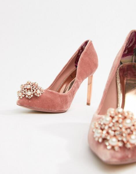 Розовые бархатные туфли на каблуке Ted Baker - Розовый Ted Baker 1277521