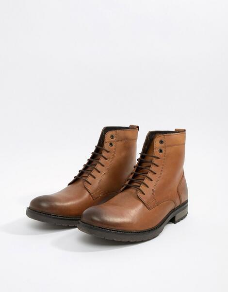 Светло-коричневые кожаные ботинки на шнуровке с толстой подошвой ASOS ASOS DESIGN 1165568