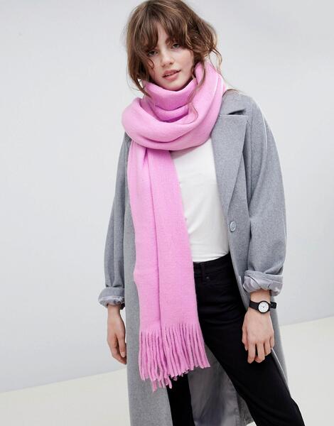 Длинный шарф с кисточками ASOS DESIGN - Розовый 1276515