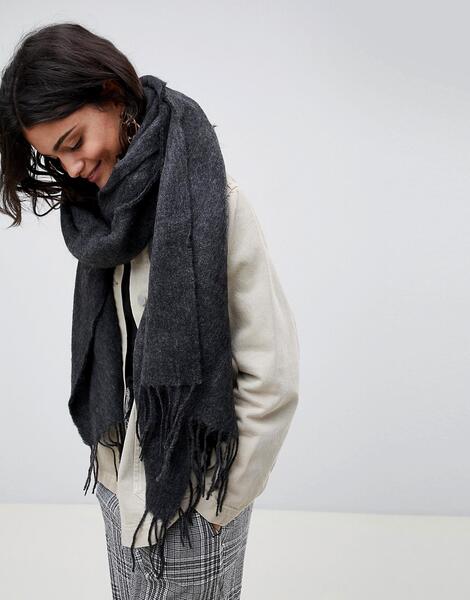 Длинный мягкий шарф с кисточками ASOS DESIGN - Серый 1269965
