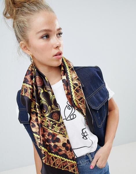 Широкий шарф с леопардовым принтом ASOS DESIGN - Мульти 1292744