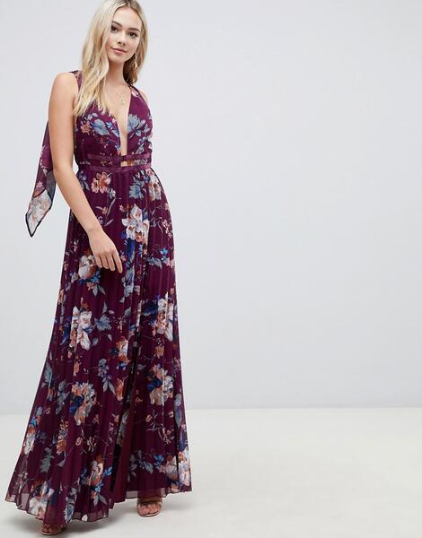 Плиссированное платье макси с цветочным принтом ASOS DESIGN - Мульти 1332028