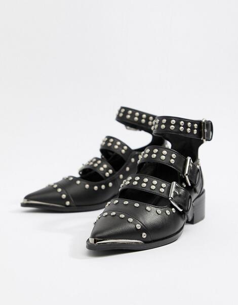 Туфли на плоской подошве с заклепками ASOS DESIGN Madge - Черный 1328706