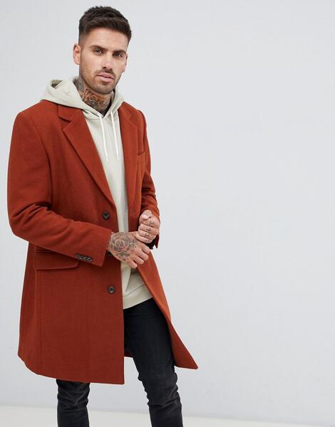 Пальто с добавлением шерсти ASOS DESIGN - Оранжевый 1327458