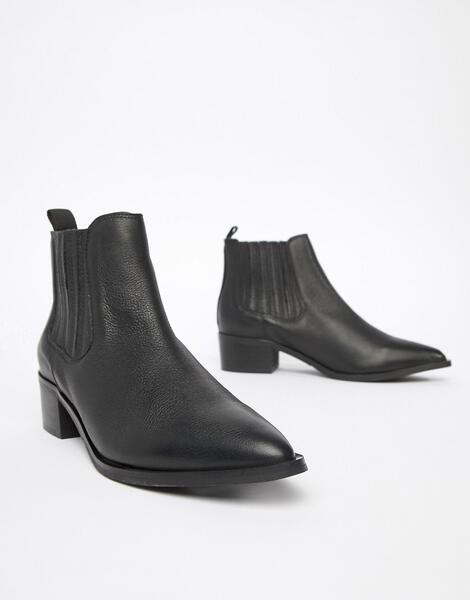 Кожаные ботинки челси с острым носком Selected femme - Черный 1294976