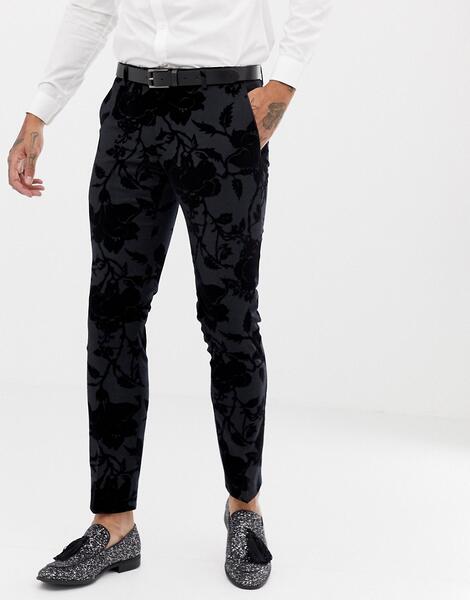 Супероблегающие брюки с набивкой флок Twisted Tailor - Серый 1320681