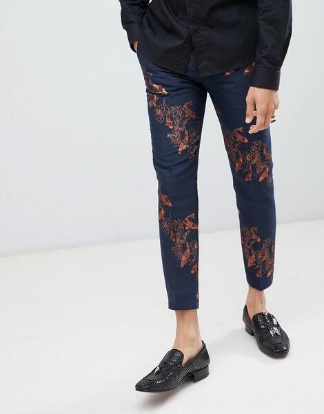 Укороченные брюки скинни с принтом Twisted Tailor - Темно-синий 1225952