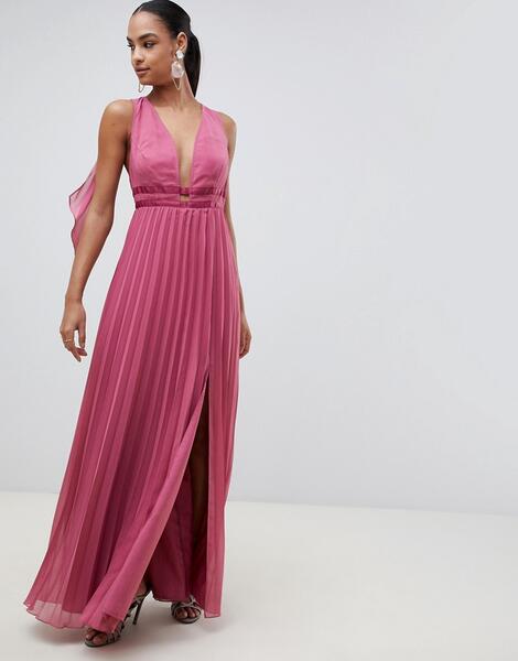 Плиссированное платье макси ASOS DESIGN - Розовый 1335847