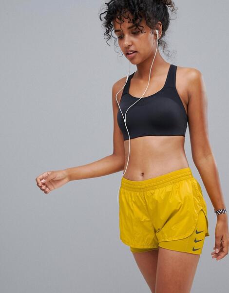 Горчично-желтые шорты 2 в 1 Nike Run Division Elevate - Коричневый Nike Running 1253214