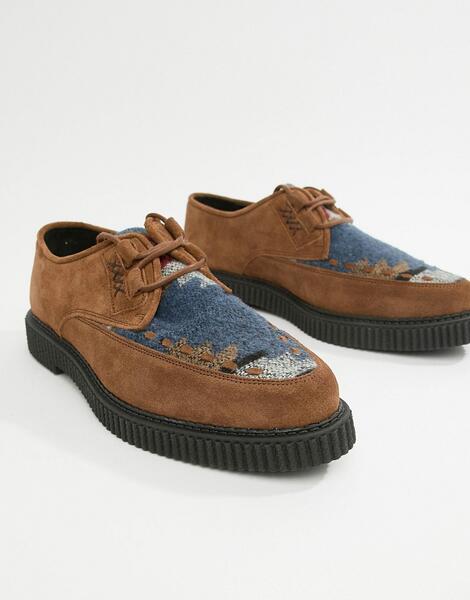 Светло-коричневые замшевые ботинки на шнуровке с ацтекским принтом и м ASOS DESIGN 1304917