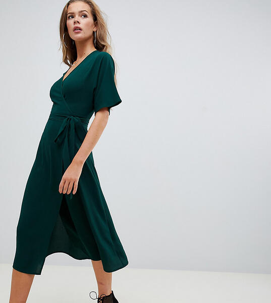 Зеленое платье миди с поясом на талии Missguided - Зеленый 1371094