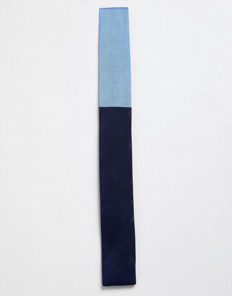 Трикотажный галстук (темно-синий/голубой) Moss London - Синий MOSS BROS 1346743