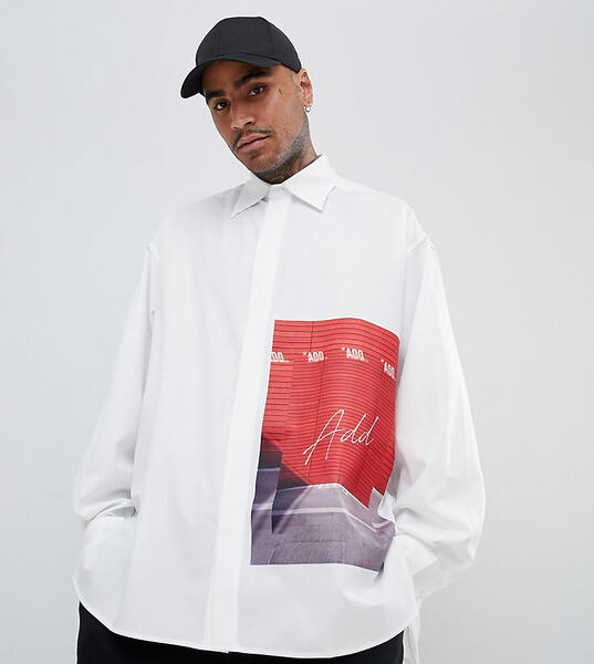 Oversize-рубашка с принтом ADD - Белый 1309092