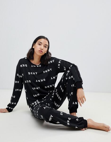 Пижамный лонгслив и джоггеры с логотипом DKNY - Черный DKNY Jeans 1243080