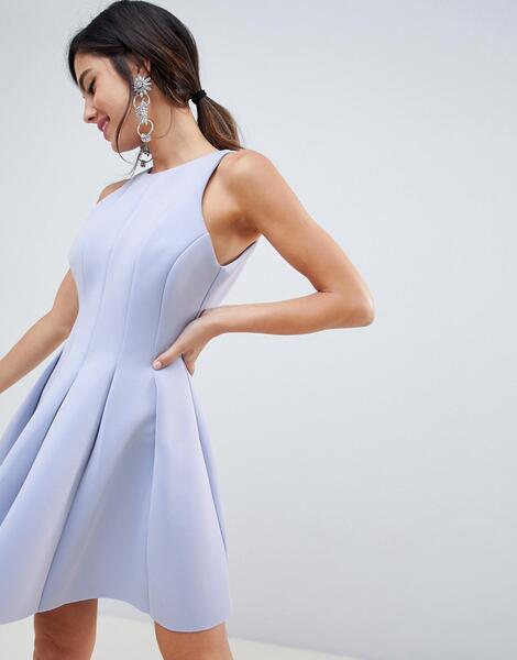 Короткое приталенное платье с открытой спиной ASOS DESIGN - Синий 1317760