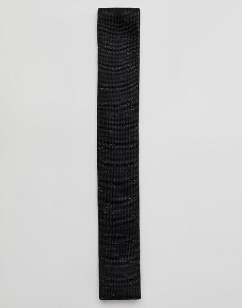 Трикотажный галстук в металлизированную крапинку Moss London - Черный MOSS BROS 1346737
