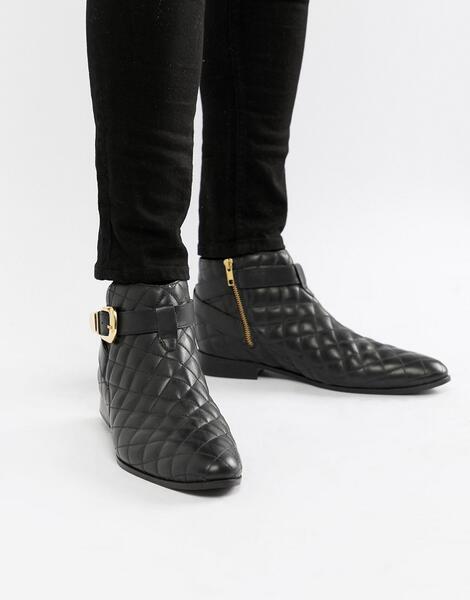 Черные кожаные ботинки челси со стеганой отделкой House Of Hounds Harp 1295360