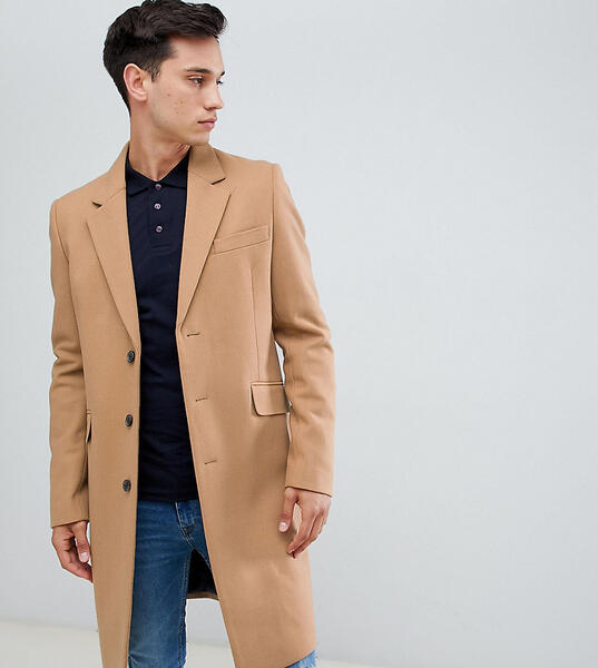 Бежевое пальто с добавлением шерсти ASOS DESIGN Tall - Рыжий 1250148