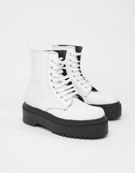 Парусиновые массивные ботинки на шнуровке ASOS DESIGN Attitude - Белый 1337770