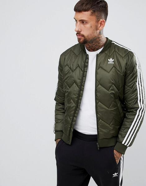 Зеленая стеганая куртка adidas Originals DL8697 - Зеленый 1277331