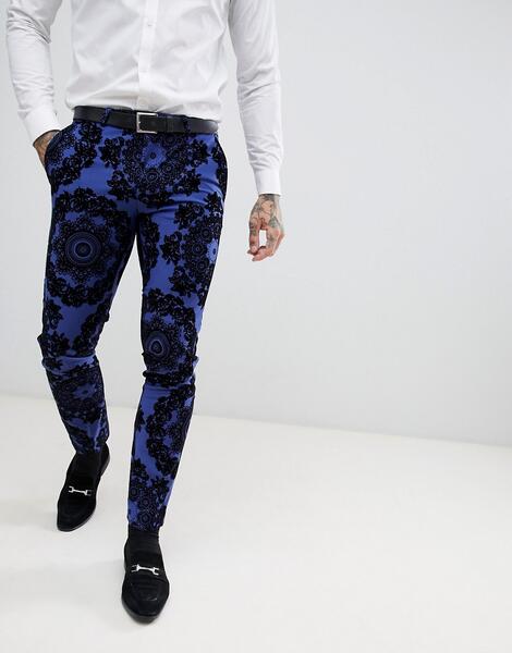 Супероблегающие брюки с набивкой флок Twisted Tailor - Синий 1225993