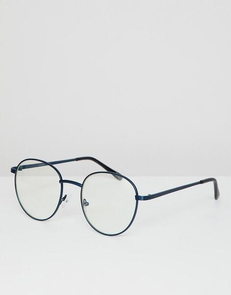 Темно-синие круглые очки с прозрачными стеклами ASOS DESIGN 1287765