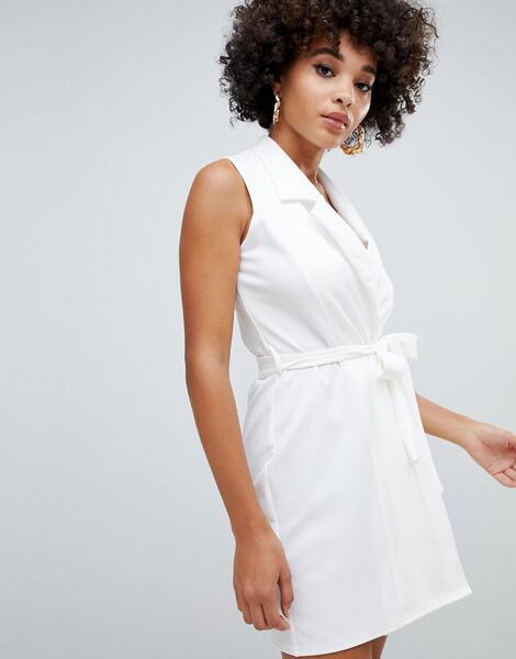 Белое платье без рукавов с поясом Missguided - Белый 1354072