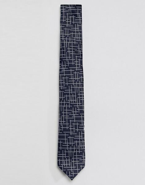 Темно-синий галстук с решетчатым узором Selected Homme - Темно-синий 1303950