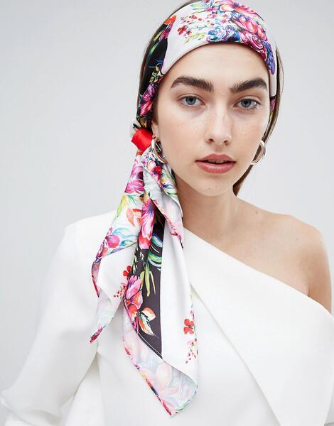 Большой квадратный платок на голову/шею с разным цветочным принтом ASO ASOS DESIGN 1317559