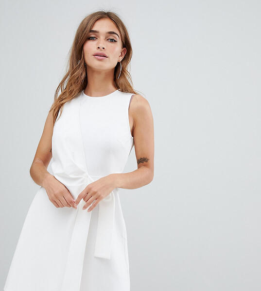 Платье мини с запахом и поясом ASOS DESIGN Petite - Белый Asos Petite 1330059