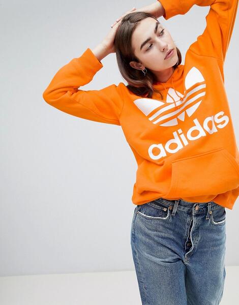 Oversize-худи оранжевого цвета с логотипом-трилистником adidas Origina 1244021