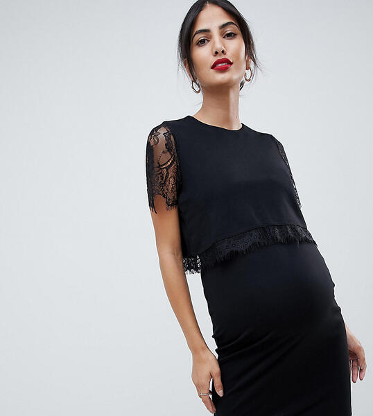 Двухслойное облегающее платье с кружевной отделкой ASOS DESIGN Materni Asos Maternity 1332545