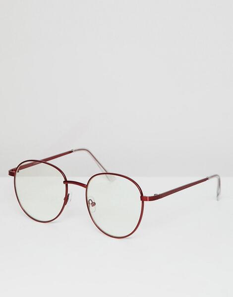 Круглые очки с прозрачными стеклами в красной металлической оправе ASO ASOS DESIGN 1287773