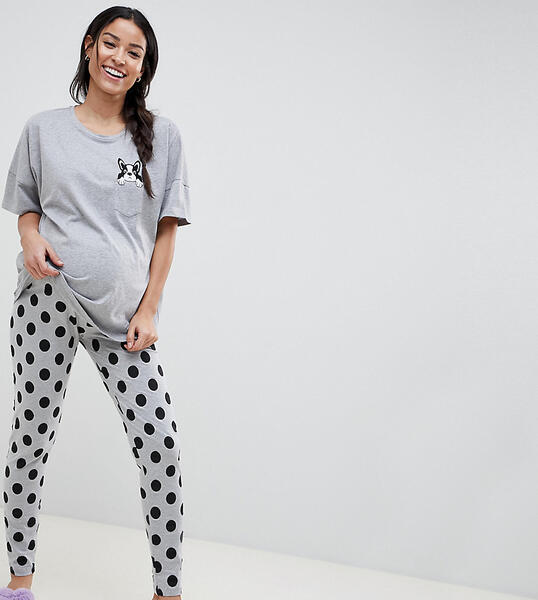 Пижама из леггинсов и футболки с карманом и отделкой в виде французско Asos Maternity 1253604