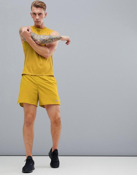 Желтые шорты Nike Running Distance 892909-392 - 5 дюймов - Желтый 1255666