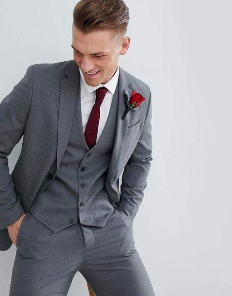 Серый приталенный пиджак New Look wedding - Черный 1199593