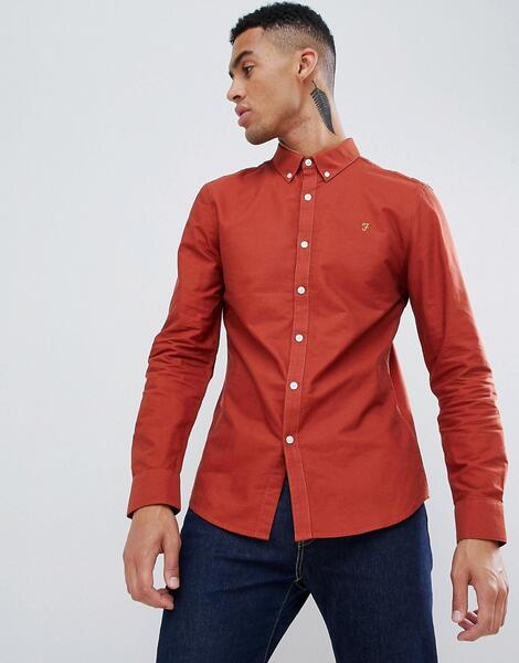 Красная приталенная оксфордская рубашка Farah Brewer - Красный 1325547