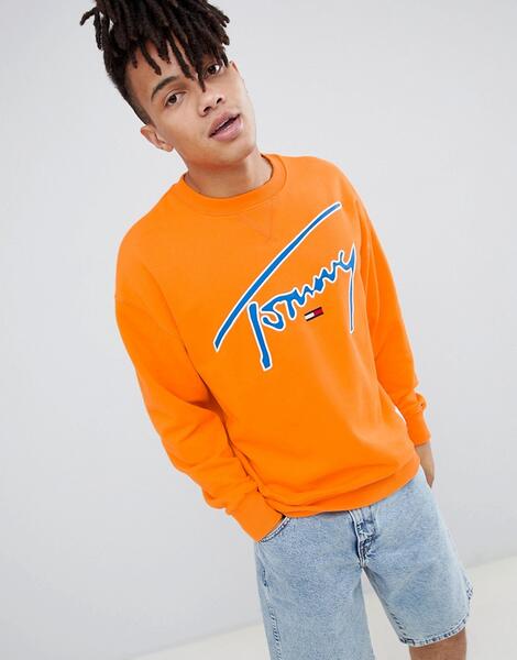 Оранжевый свободный свитшот с логотипом Tommy Jeans Signature Capsule 1303843