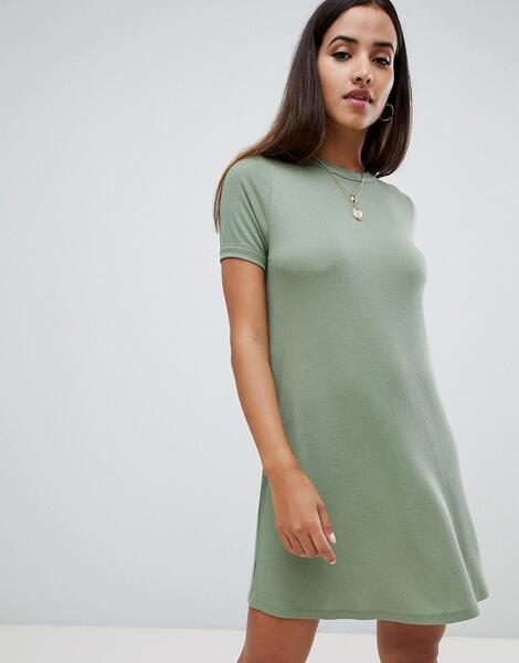 Платье-футболка в рубчик ASOS DESIGN - Зеленый 1293638