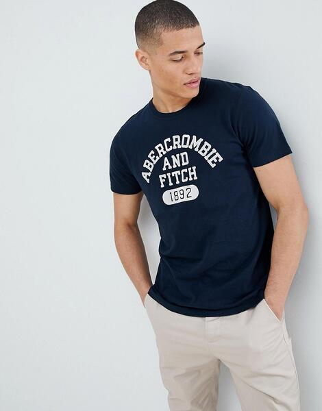 Темно-синяя футболка с принтом и овальным вырезом Abercrombie & Fitch Abercrombie& Fitch 1298210