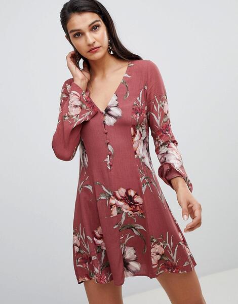 Платье с цветочным принтом и рукавами клеш Lunik - Красный 1280118