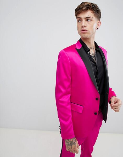 Розовый блестящий пиджак-смокинг зауженного кроя ASOS DESIGN - Розовый 1305112