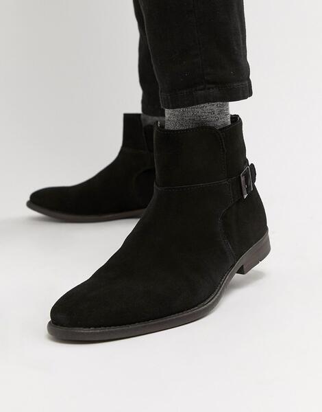 Черные замшевые ботинки челси с ремешками ASOS DESIGN - Черный 1161363