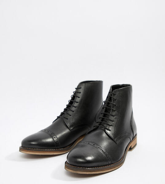 Черные кожаные броги на шнуровке ASOS DESIGN - Черный 1107373