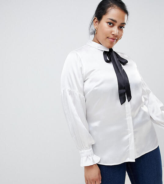 Блузка с бантом контрастного цвета Junarose - Белый 1305934