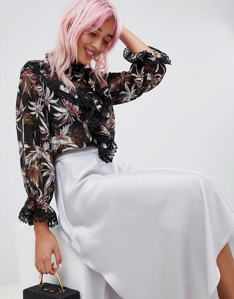 Блузка с цветочным принтом Amy Lynn - Черный 1297418