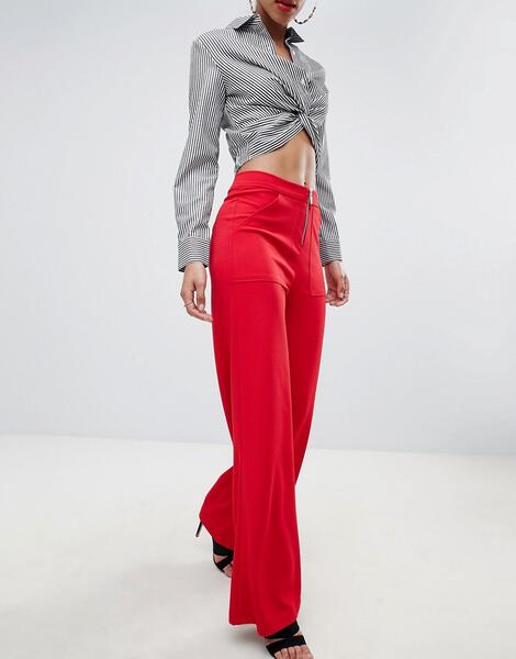 Широкие брюки с молниями Boohoo - Красный 1323827