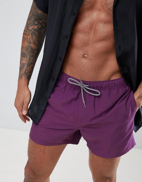 Фиолетовые шорты для плавания с черно-белым затягивающимся шнурком ASO ASOS DESIGN 1254086