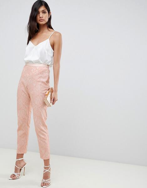 Узкие брюки с кружевом ASOS DESIGN - Розовый 1250634